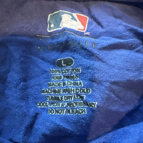 Vintage Y2K Majestic Chicago Cubs NL Central Division Mens Large Blue Tee Shirt - Picture 8 of 9